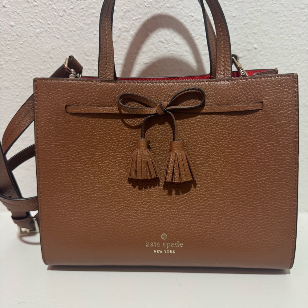 Kate Spade Tan Satchel with Bow Accent
